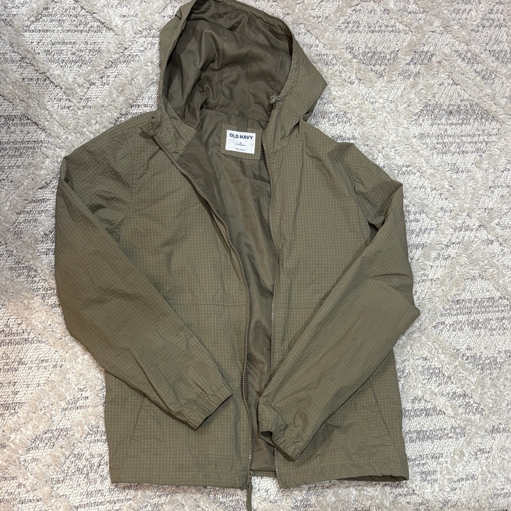 Old Navy Olive Green Hooded Windbreaker Jacket